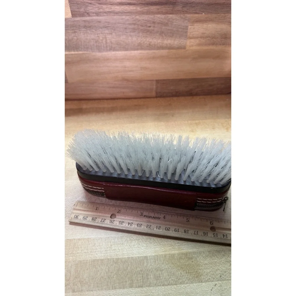 Vintage Leather Travel Grooming Kit Shoe Brush Set File Razor 1950s